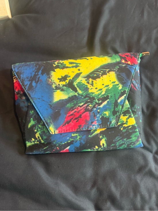 Handbags - Multicolor Abstract Print Envelope Clutch - Women